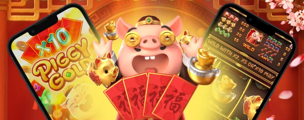 Piggy Gold com dinheiro real 
