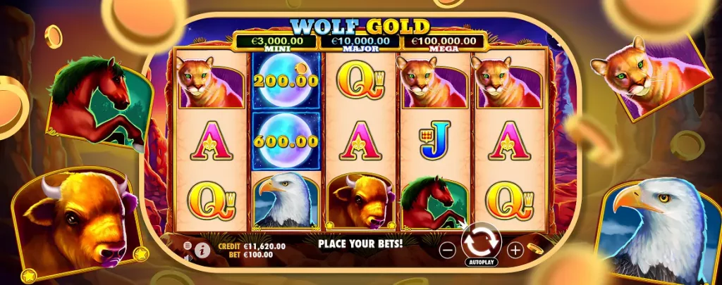 Interface do jogo Wolf Gold